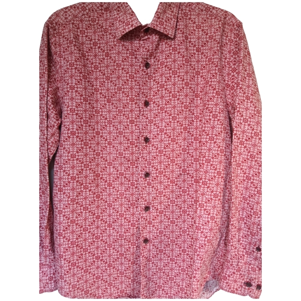 Tasso Elba Men's Red Patterned Button Down Shirt